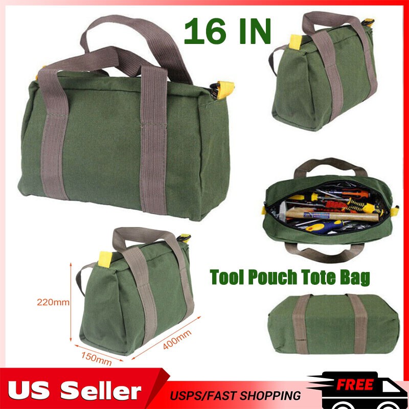16 Inch Waterproof Tool Bag Portable Storage Toolkit Hand Heavy Case Canvas Duty