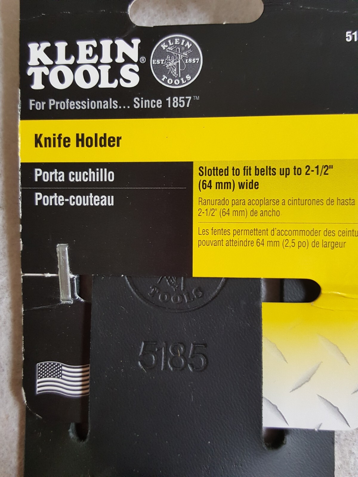 Klein 5185 2-5/8″ x 8-1/4″ Riveted Black Leather Slotted Utility Knife Holder