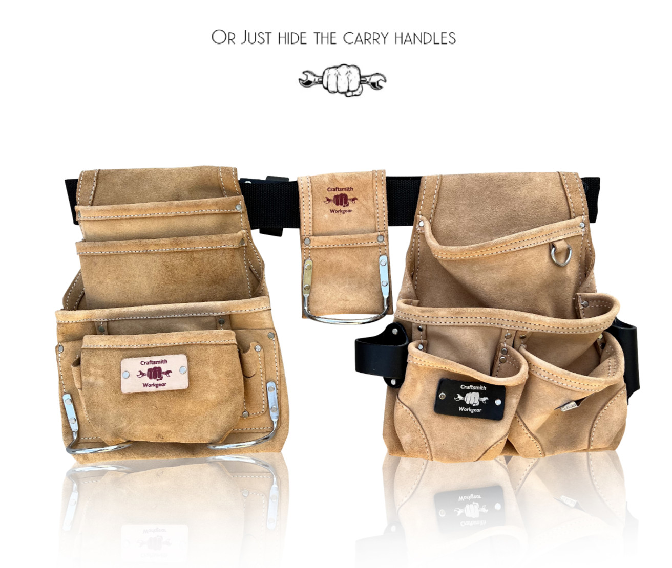 Heavy Duty Suede Tool Rig Belt Tan | Framer | Roofer | Carpenter Tool Belt