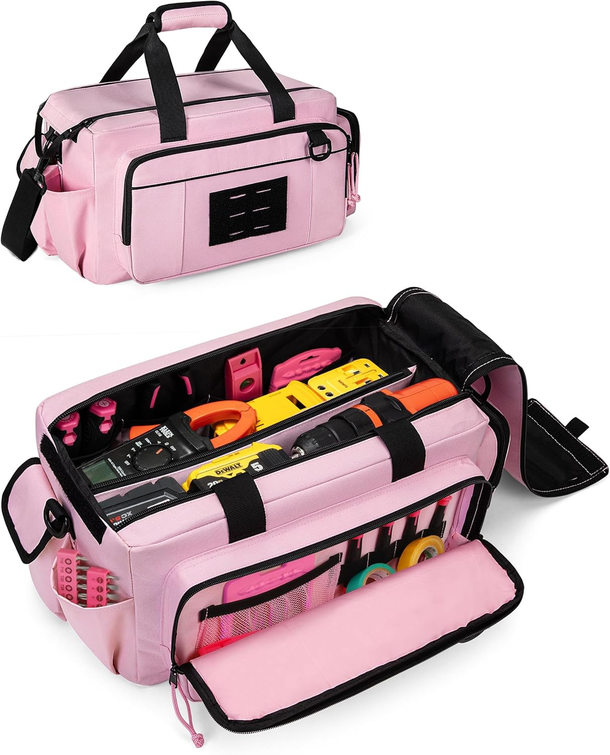 Tactical Tool Bag for Women, 16 Inches Tool Storage Organizer Box with Wide Mout