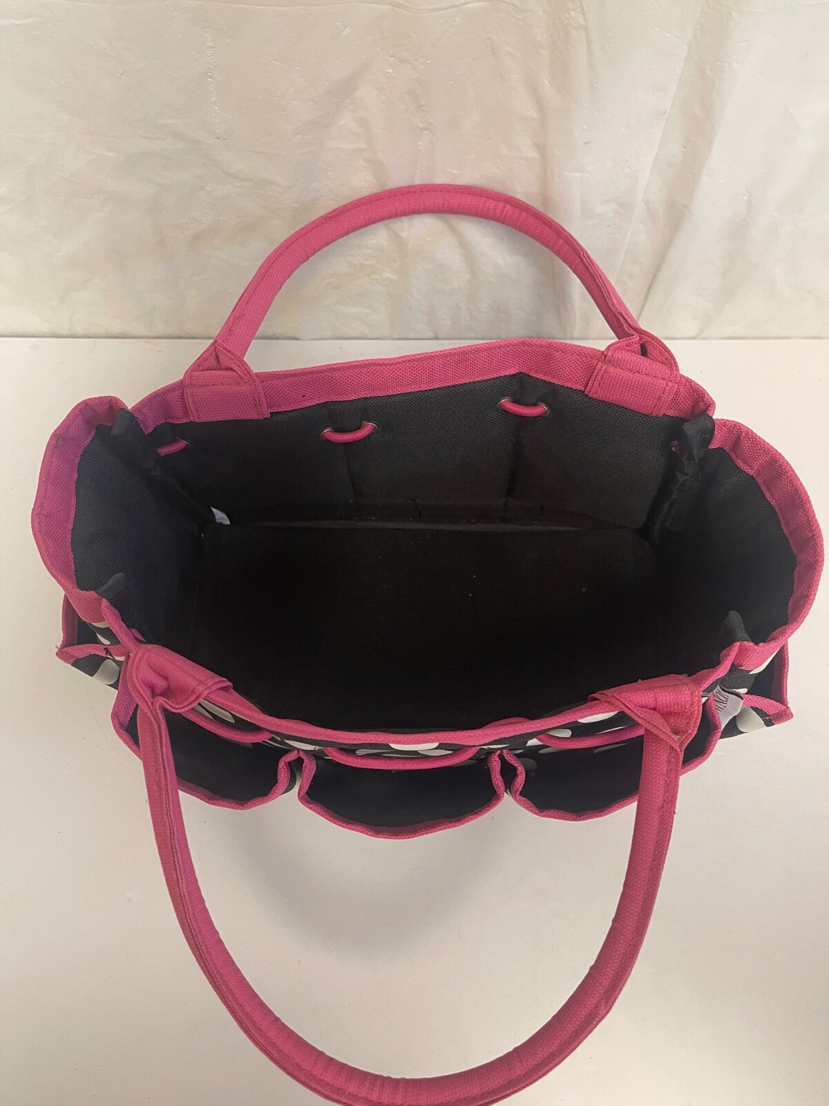 Von Maur Tool Bag – Pink with Black & White Polka Dots