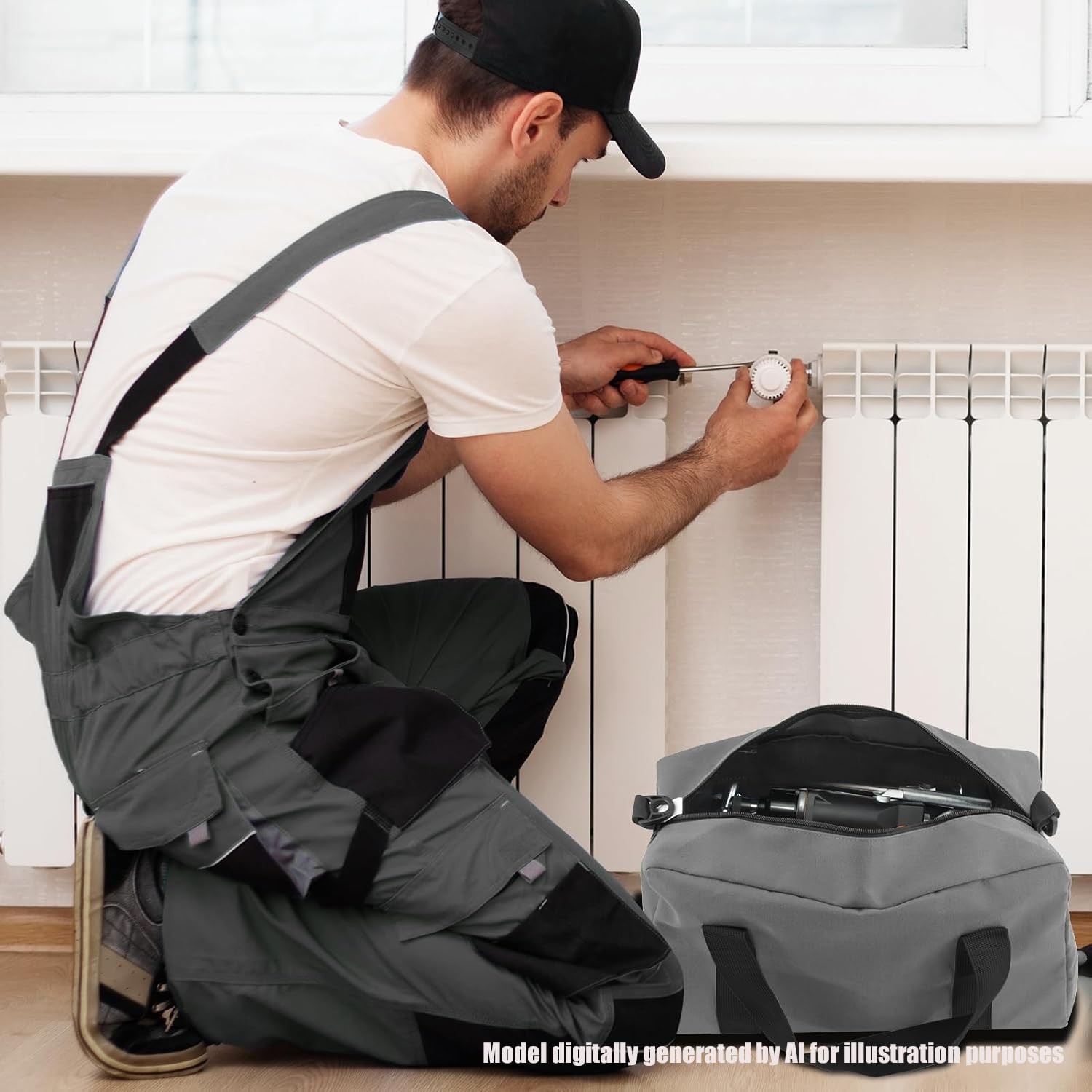 Small Tool Bag,Close Top Wide Mouth Tool Organizer Bag,Large Capacity Tool Ba…
