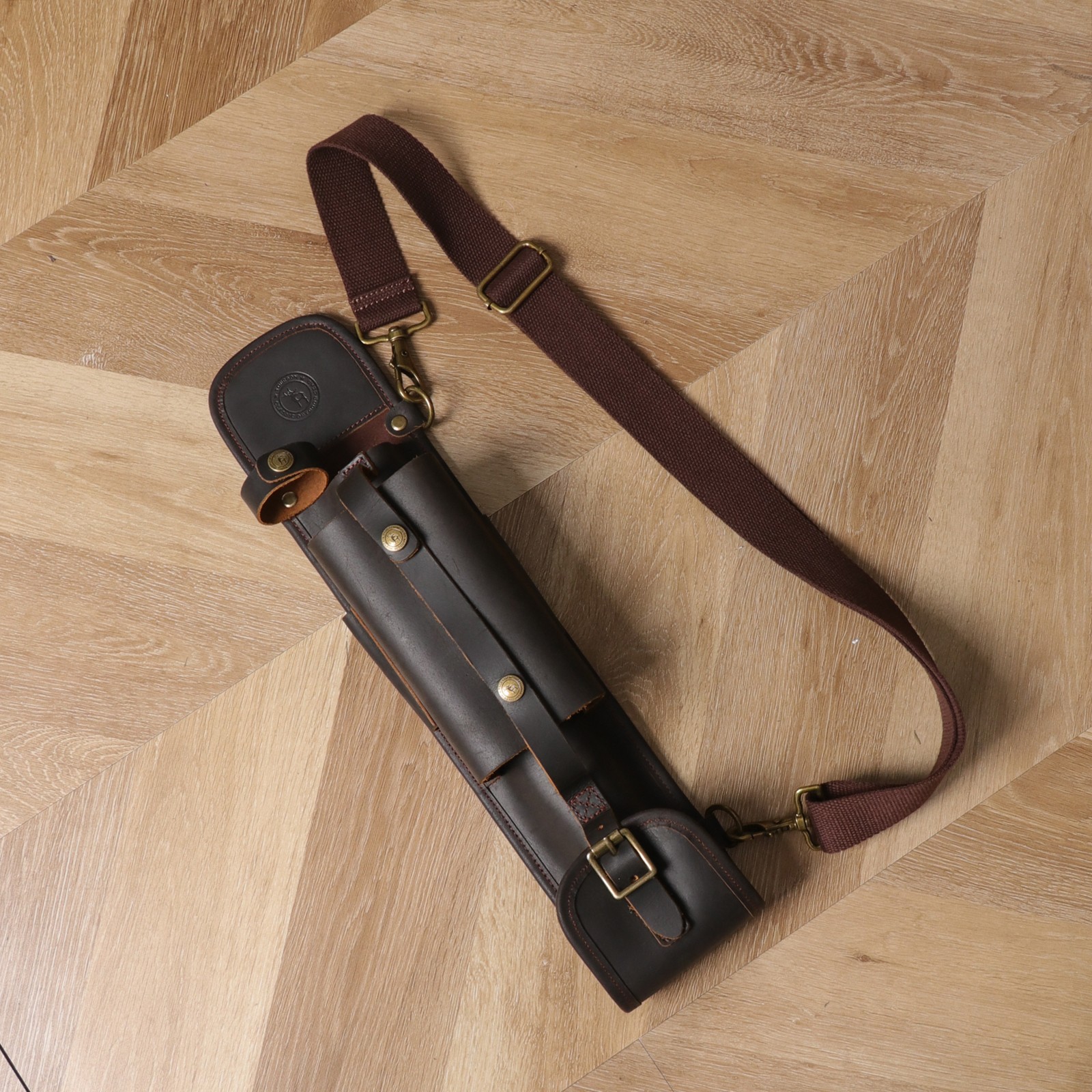 Tourbon Leather Logger Tool Bag Axe Felling Wedges Carry Pouch Flat File Holder