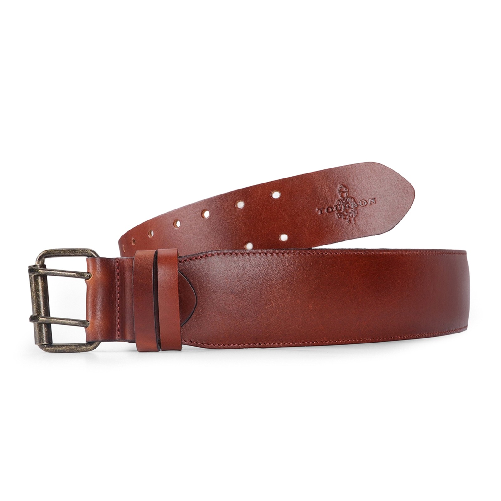 TOURBON Leather 2in Wide Men Tool Belt Rig Holster Belt Double Pin Roller Buckle