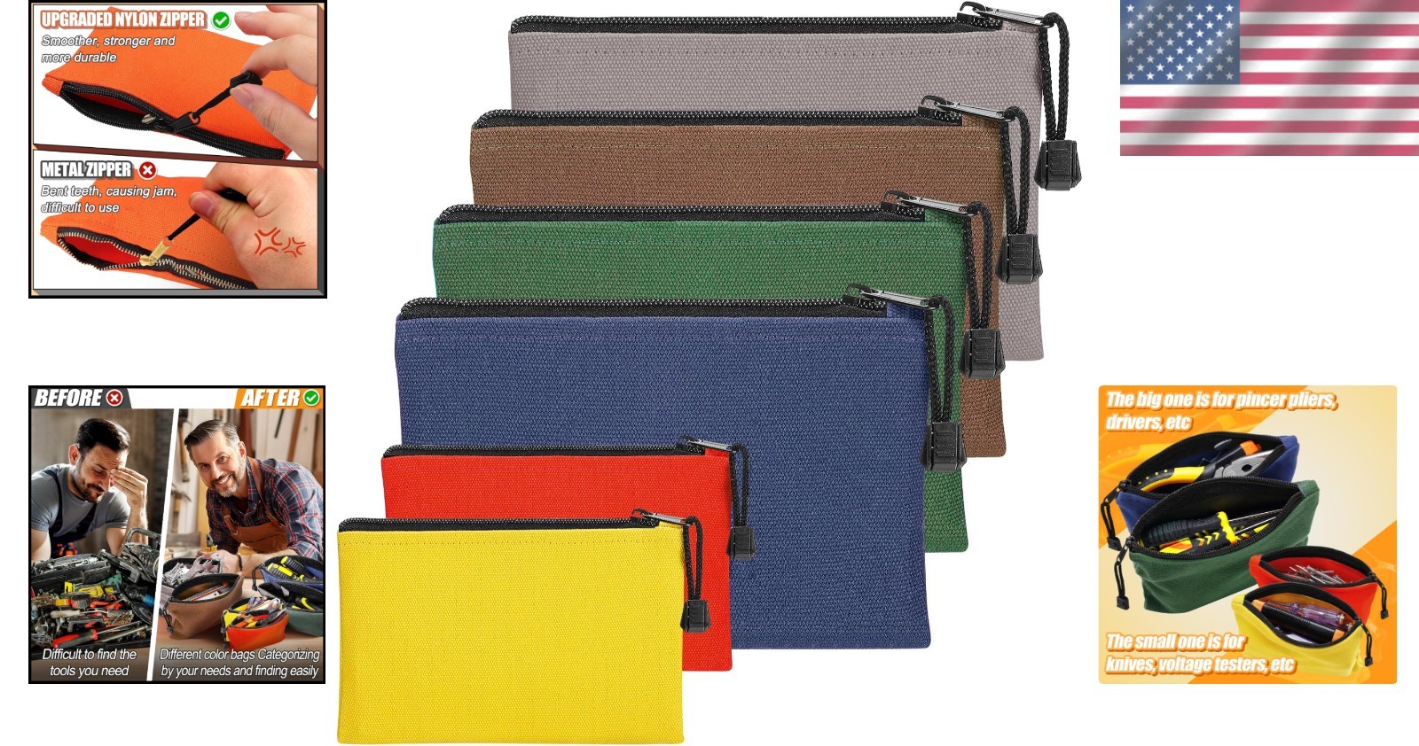 Heavy Duty Canvas Tool Pouches – Small Tools Organizer