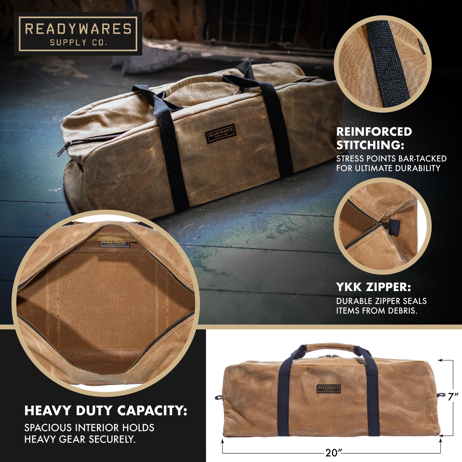 20″ Utility Bag | Large Heavy Duty Canvas Utility Bag, Durable Waxed Canvas T…