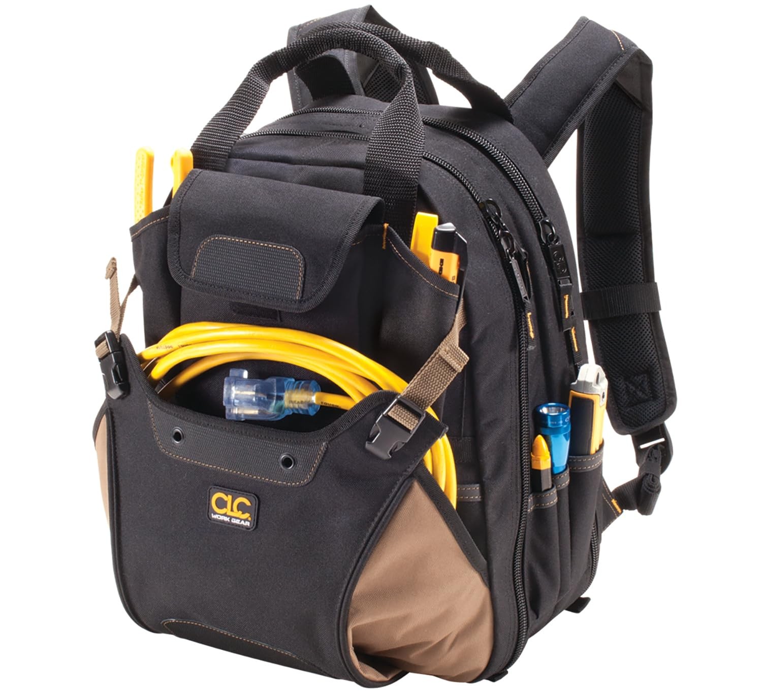 CLC Work Gear 1134 Carpenter’s Tool Backpack, 13.75″W x 16″H x 8.5″D., Black