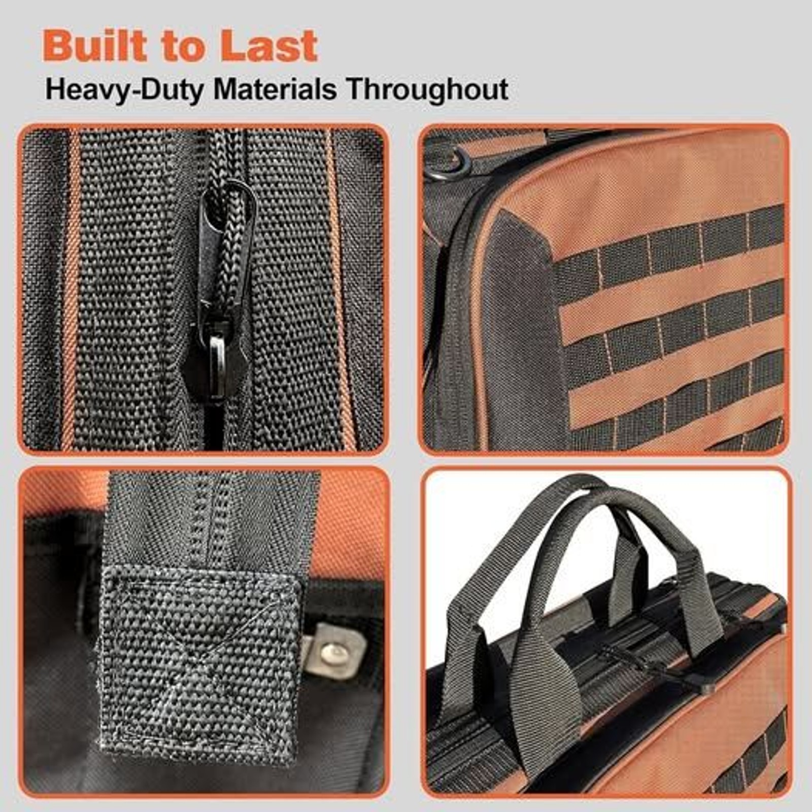 Large Contractor Tool Bag 46 Pockets 80+ MOLLE Loops Molded Base