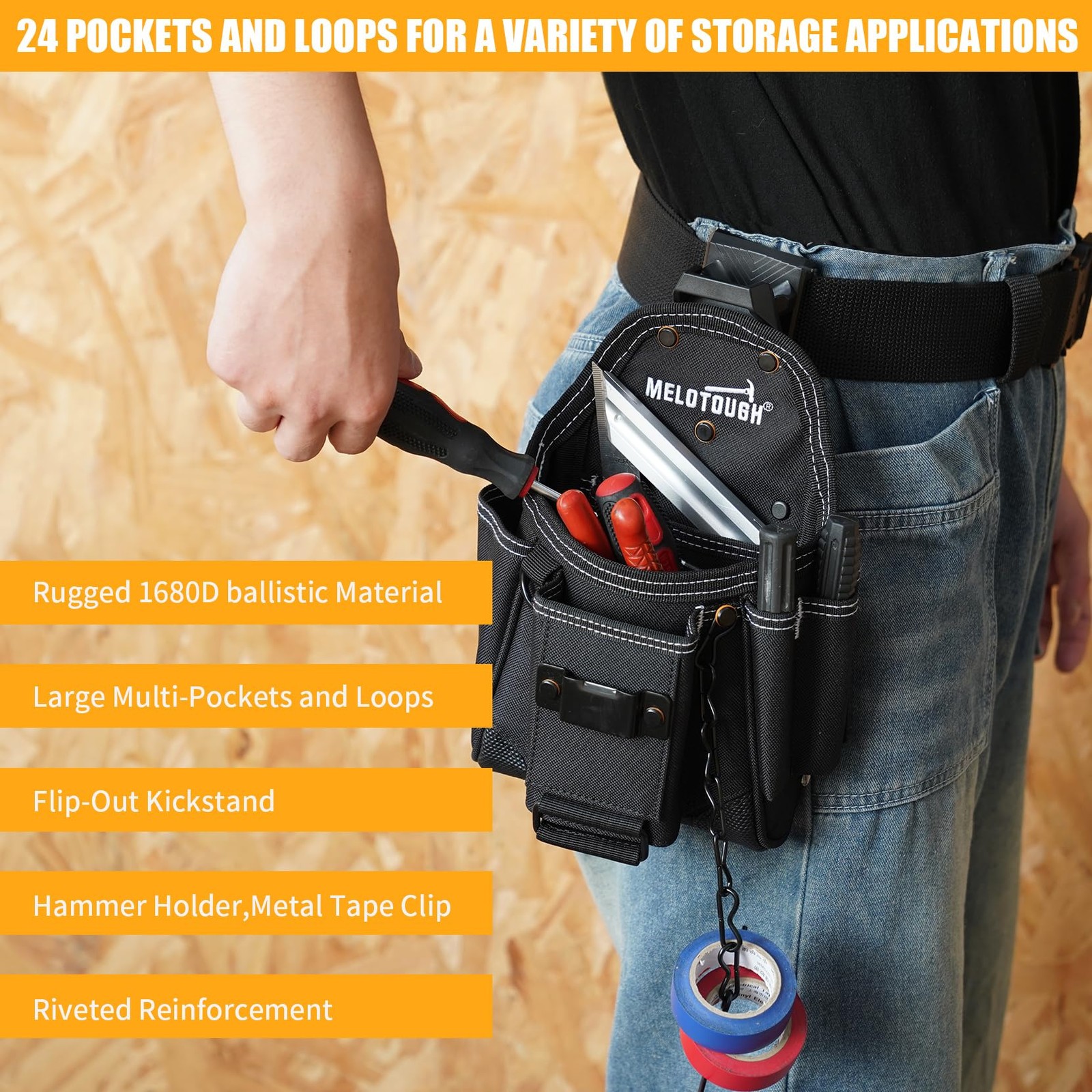 MELOTOUGH Professional Small Electrician Tool Pouch for Tool Belt Pockets wit…