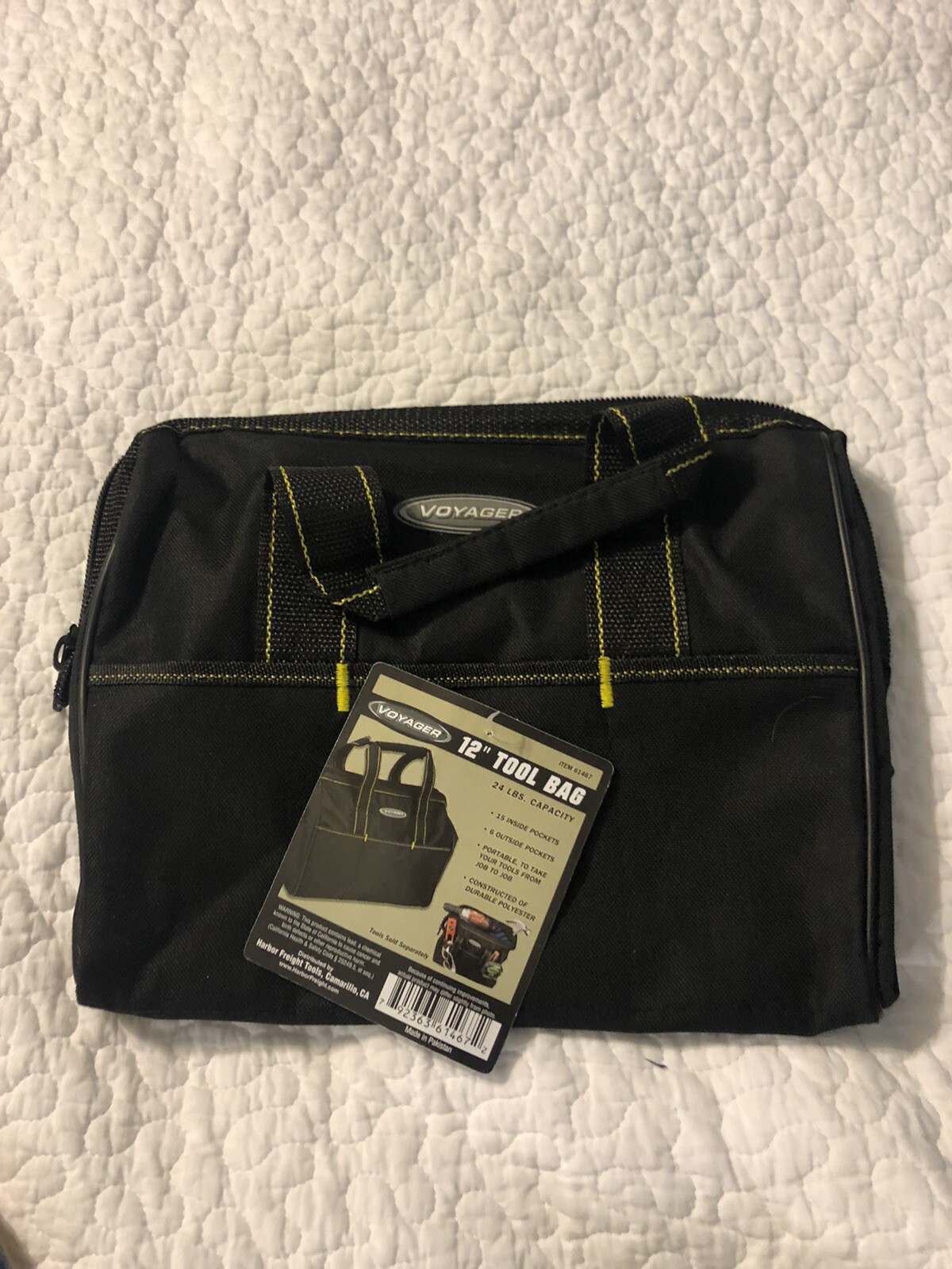 New Black Voyager 12″ Tote Tool Bag 24lbs Capacity 18 Pockets Carrying Bag