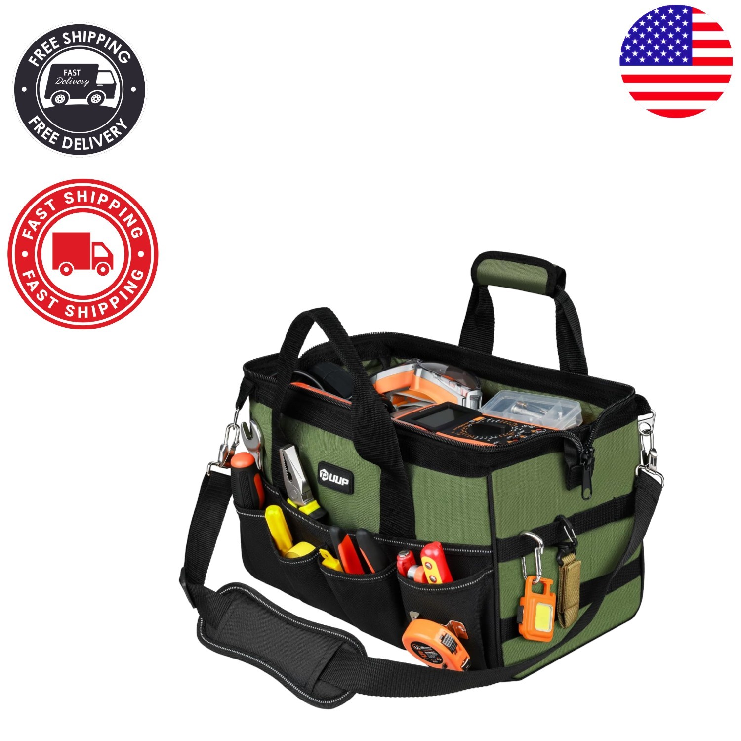 Lightweight 15-Inch Tool Bag with Comfort Strap – 16 Pockets for Easy Access