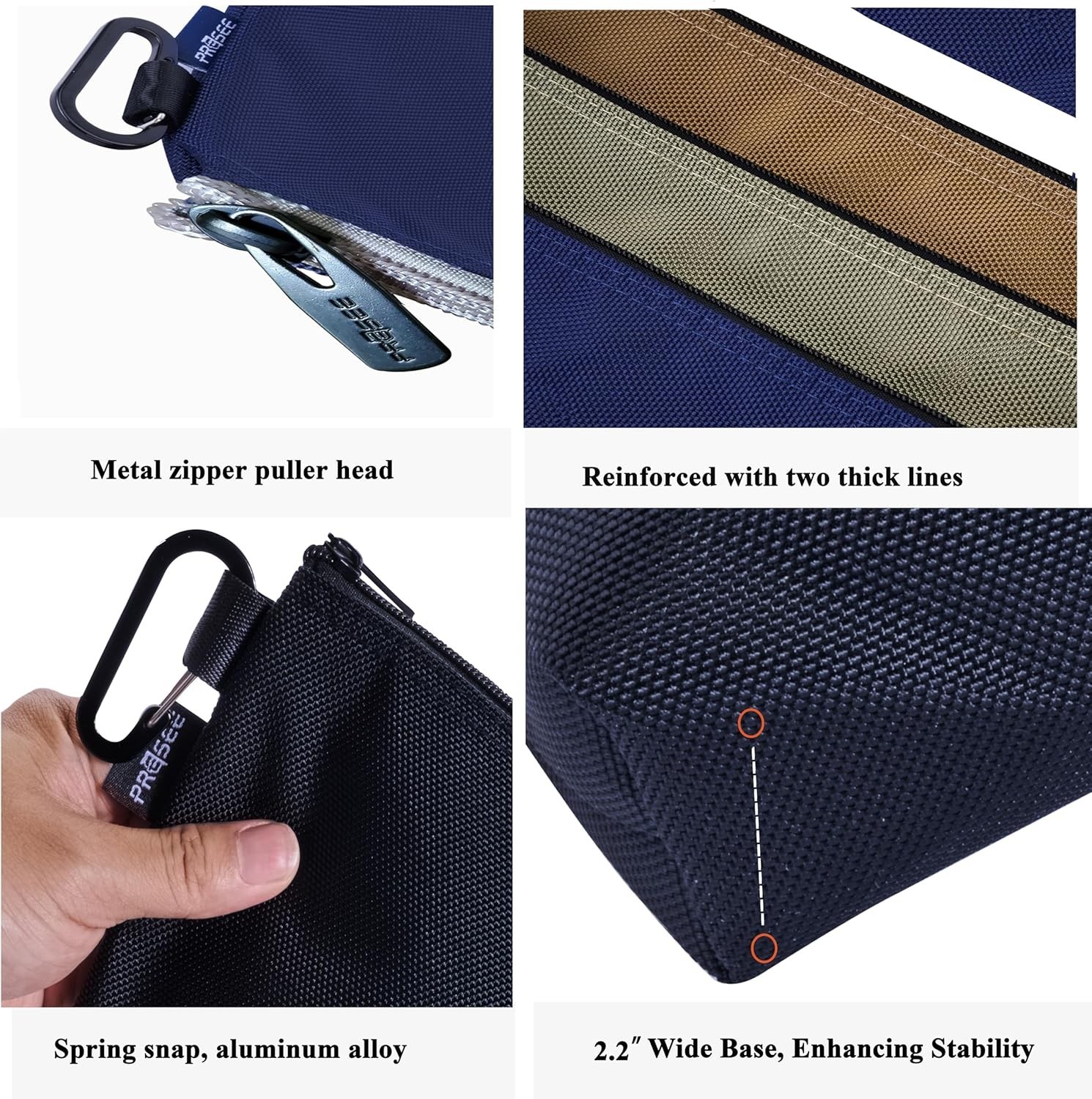 11″ Heavy Duty Tool Bag Organizer in Waterproof Nylon with Easy-Carry Carabiner