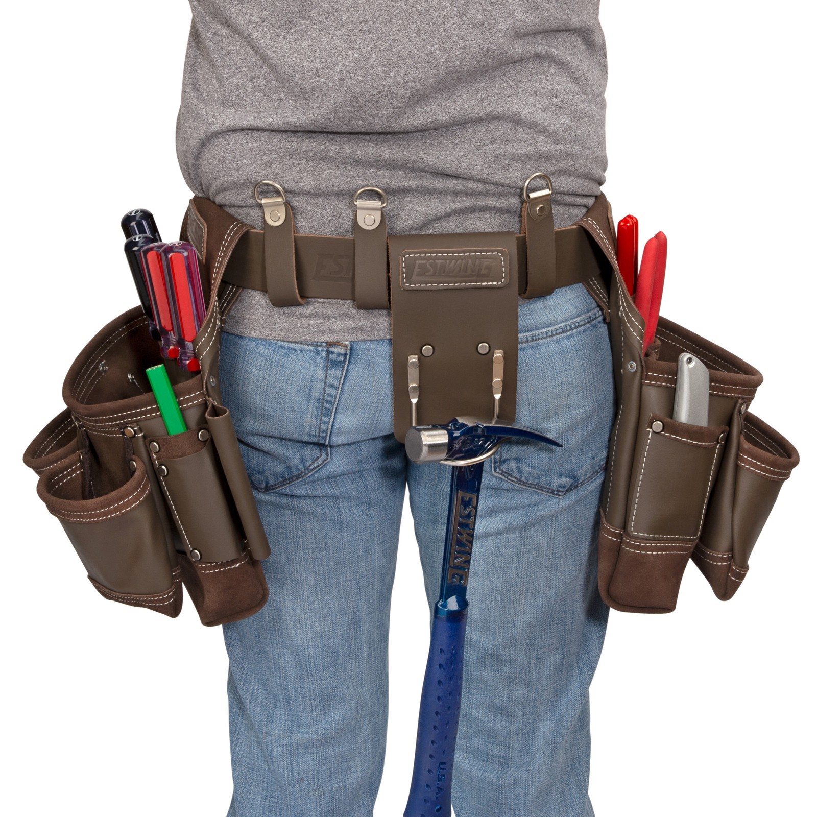 Estwing 14 Pocket Leather Framer’s Tool Belt Pouch Apron Set 94746