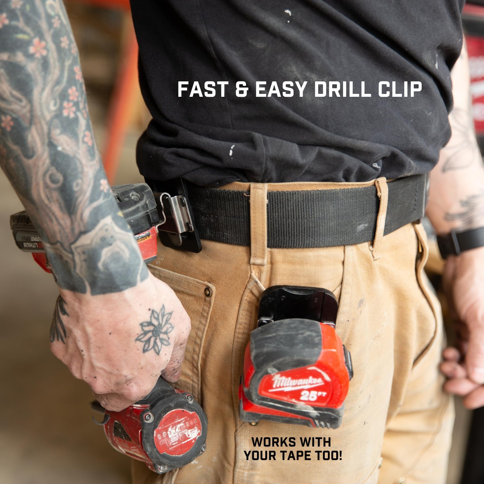 Clip-On Tool Belt Holster for Cordless Drill, Impact Driver, Nailer & Tools