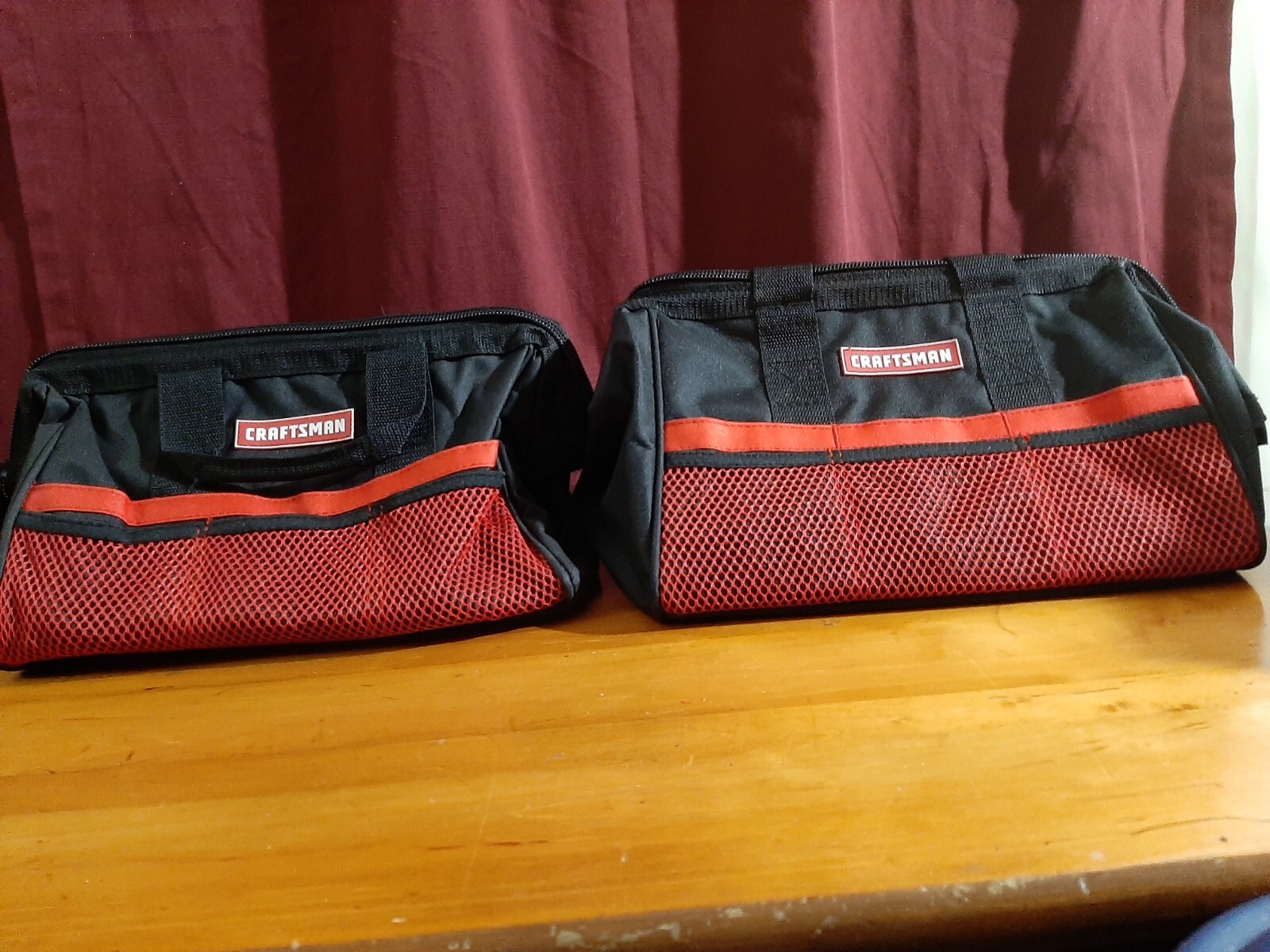 Lot of 2 Craftsman 13″ Tool Canvas Carry Tote Bag with Zipper Red and Black NWOT