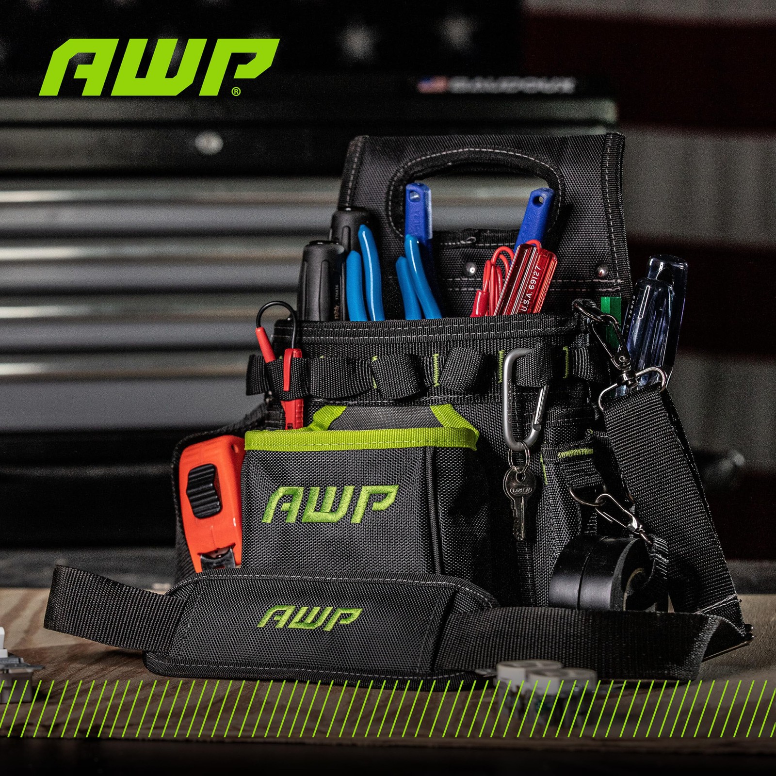 TrapJaw 3-in-1 Electrician Tool Pouch with Spring-Loaded Technology, Designed fo