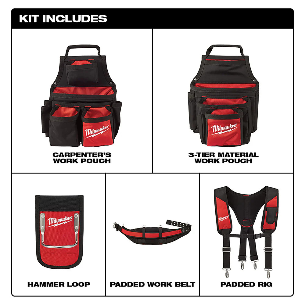 Milwaukee 48-22-8120 30 – 53-Inch 24-Pocket Suspension Rig Contractor Work Belt