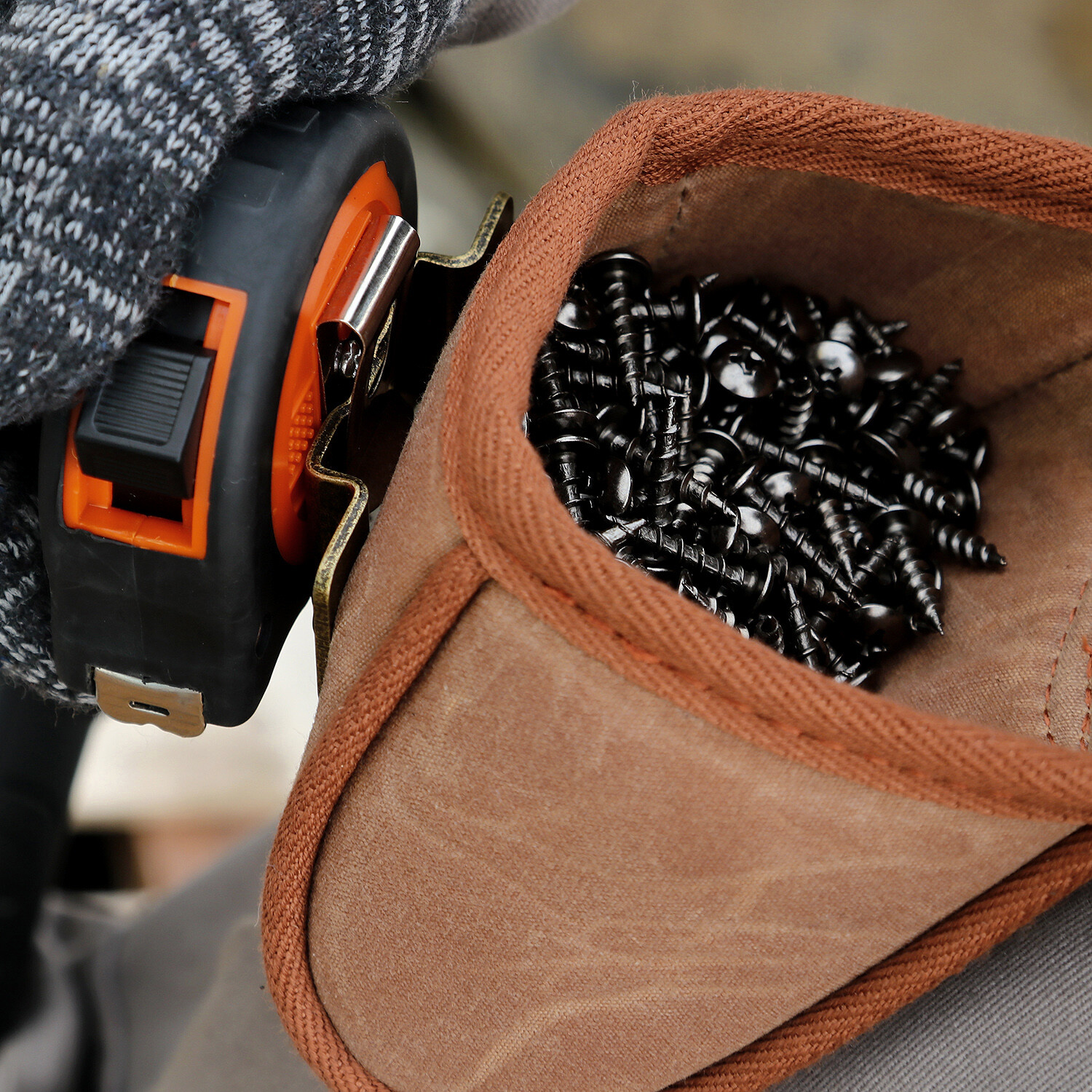 TOURBON Waxed Canvas Tool Carry Bag Belt Pouch Waist Pocket Tape Measure Holder✅