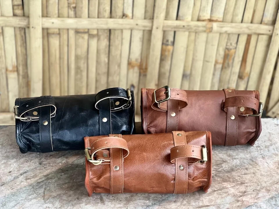 3 Bags Goat Leather Wide Vintage Motorcycle Buckle Closure Tool Brown Black Tan