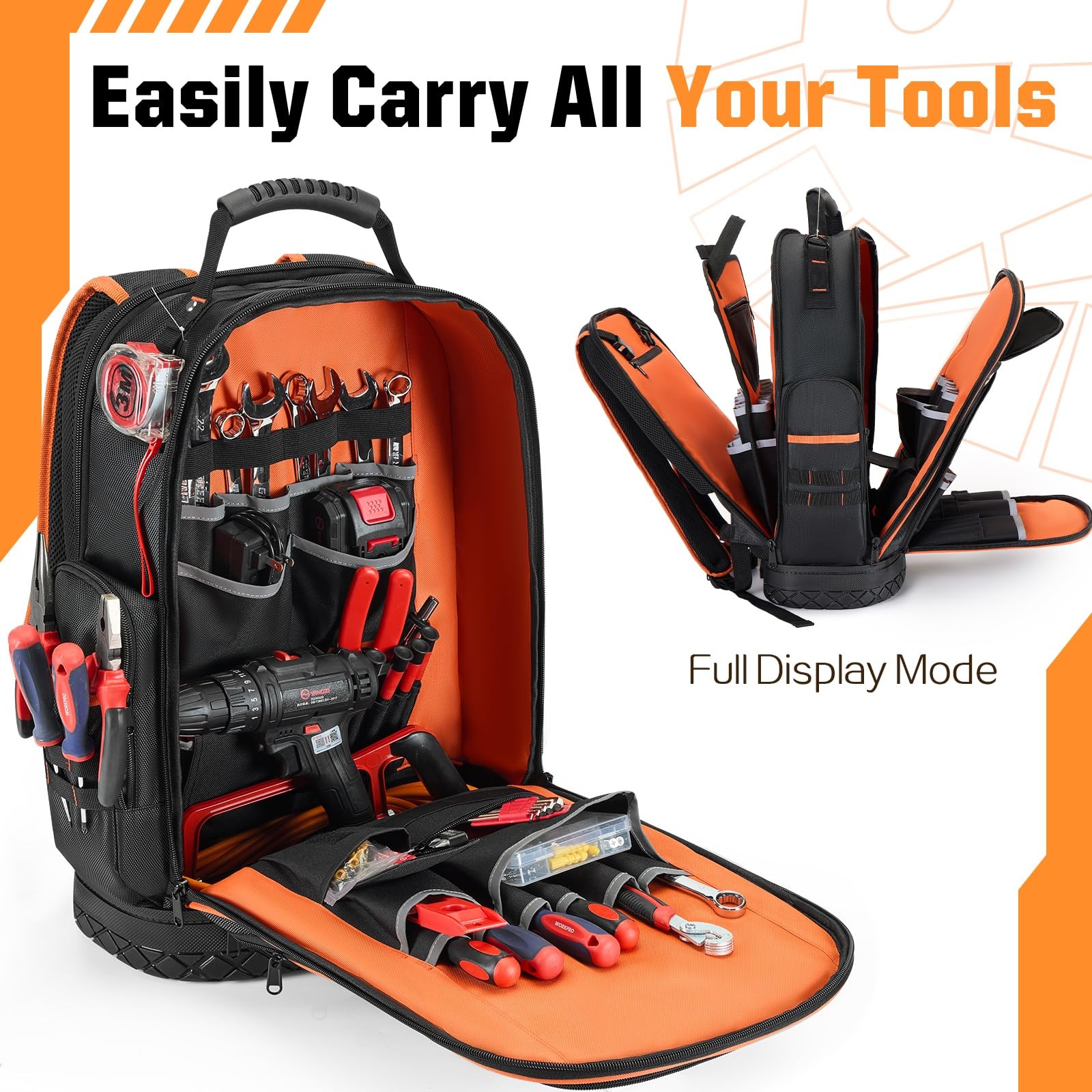 Golkcurx Tool Backpack, Heavy Duty Backpack Tool Bag, 1680D Tools Carrier for…