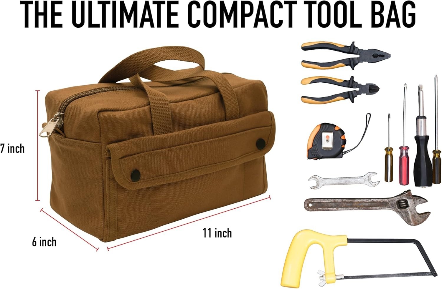 Coyote Brown Heavyweight Military Mechanics Standard Tool Bag 11 X 7 X 6