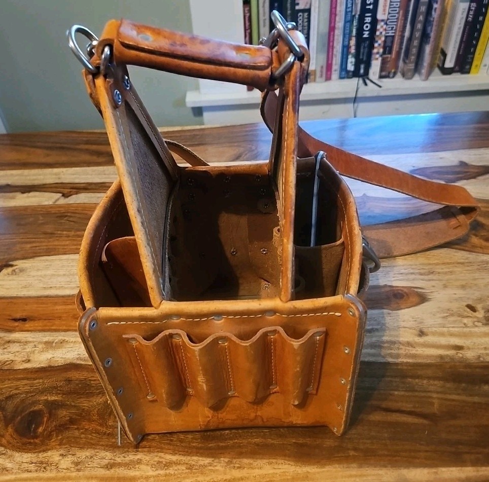 Ideal Tuff Tote 35-975 Leather Electrician Tool Bag Lineman Hand Crafted