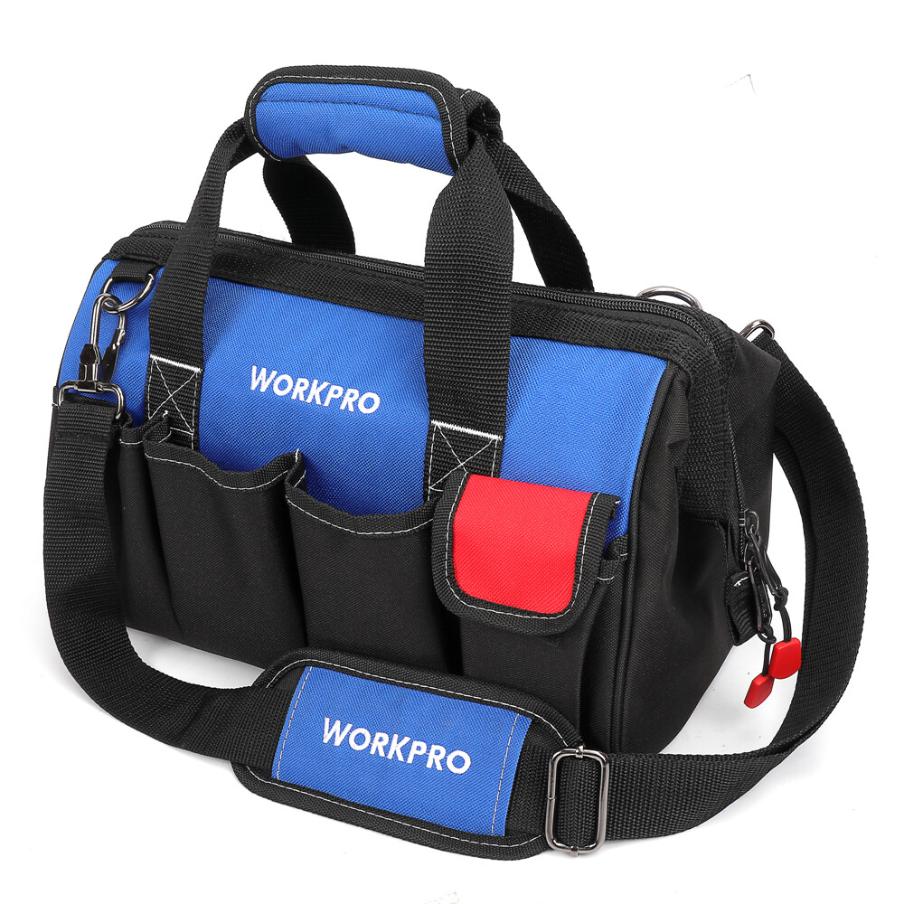 WORKPRO 14-inch Tool Bag Multi-pocket Tool Organizer with Shoulder Strap USA