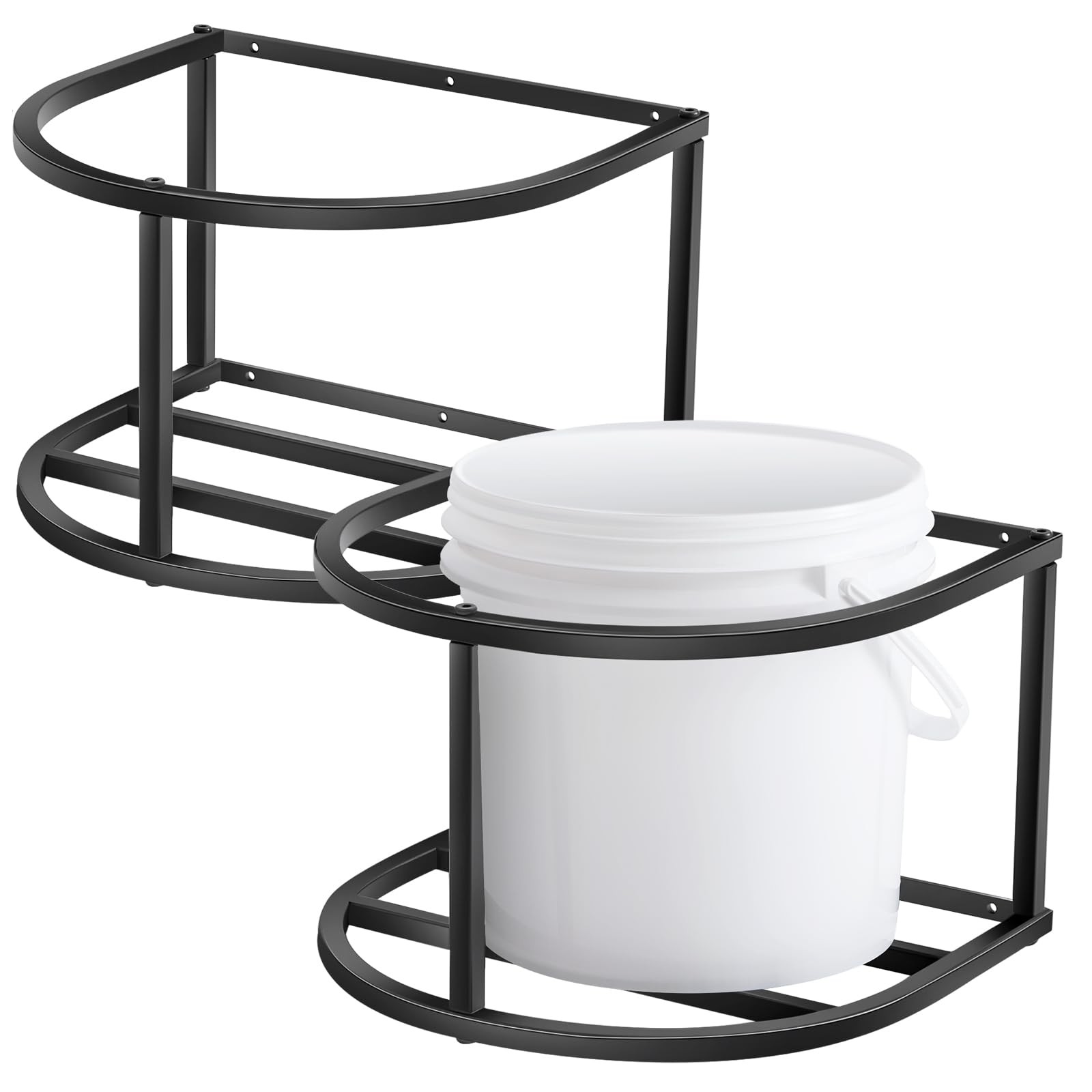 2 Pcs Bucket Holder 5 Gallon Horse Feed Pail Wall Mount 15.5″ x 14.5″ x 10″ f…