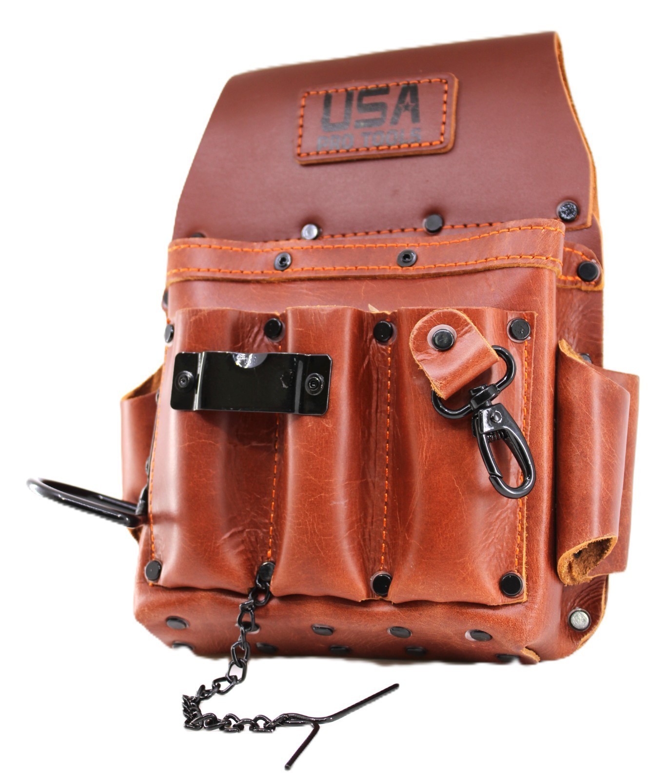 Heavy Duty Grain Leather Tool Pouch Set Carpenter Electrician Belt & Hooks
