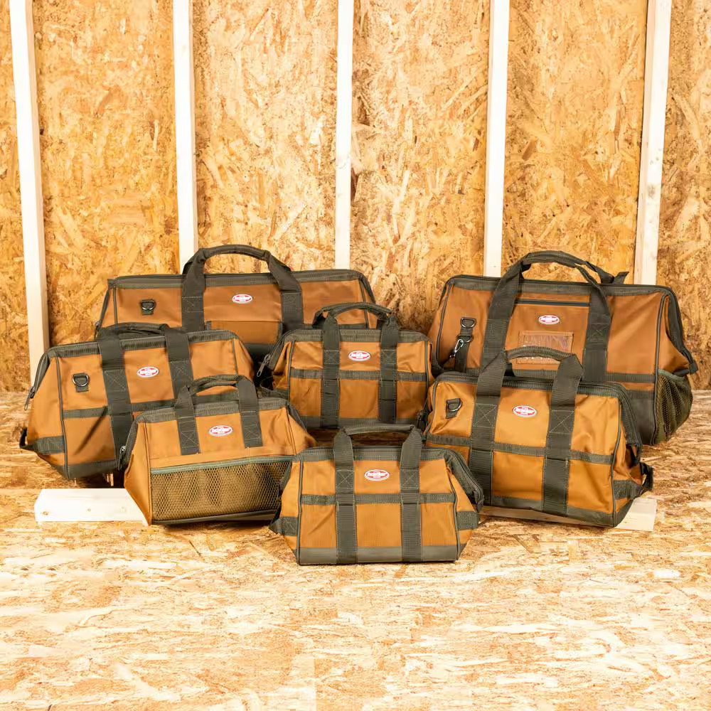 Gatemouth 24 In. Tool Bag in Brown and Green with 36 Pockets