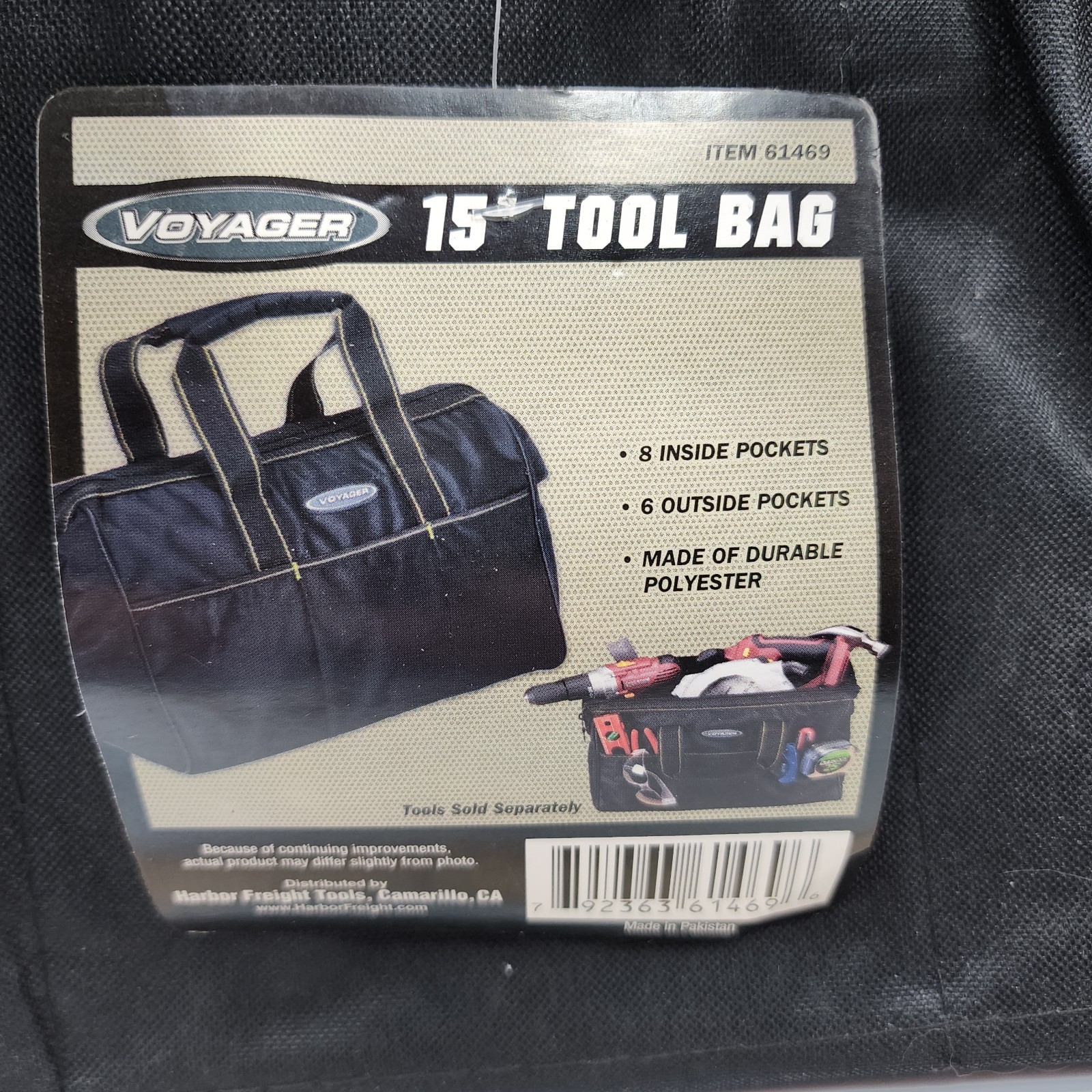 Voyager 15″x10″x9″ Tool Bag 8 Inside 6 Outside Pockets Black Yellow New With Tag