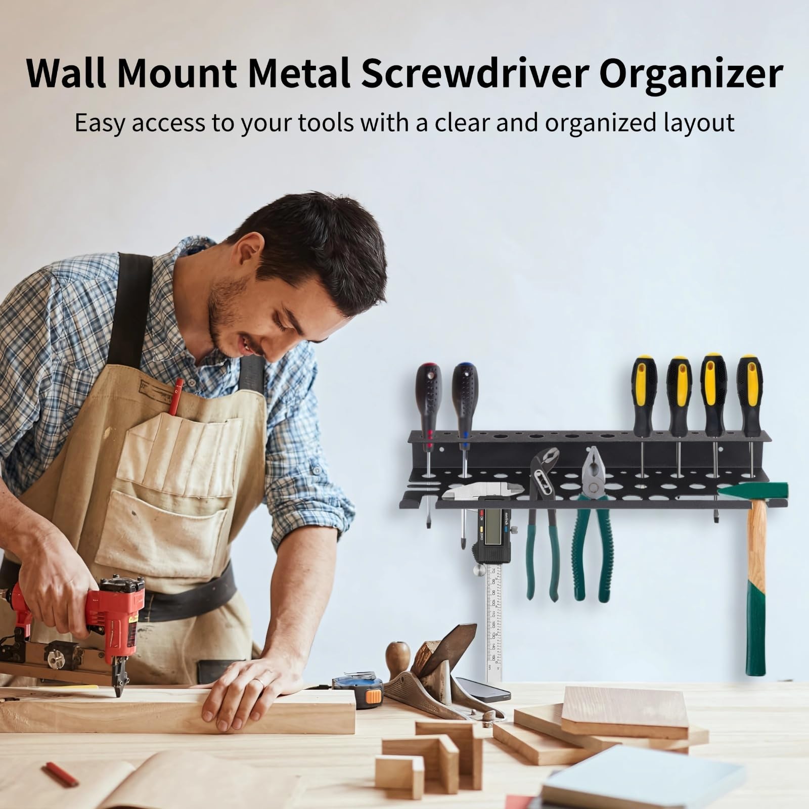 1 PCS Wall Mounted Metal Screwdriver Organizer Manual Tool Holder Plier Rack