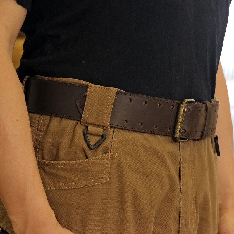 TOURBON Leather Tool Carry Holster Workshop Belt Double Roller Buckle