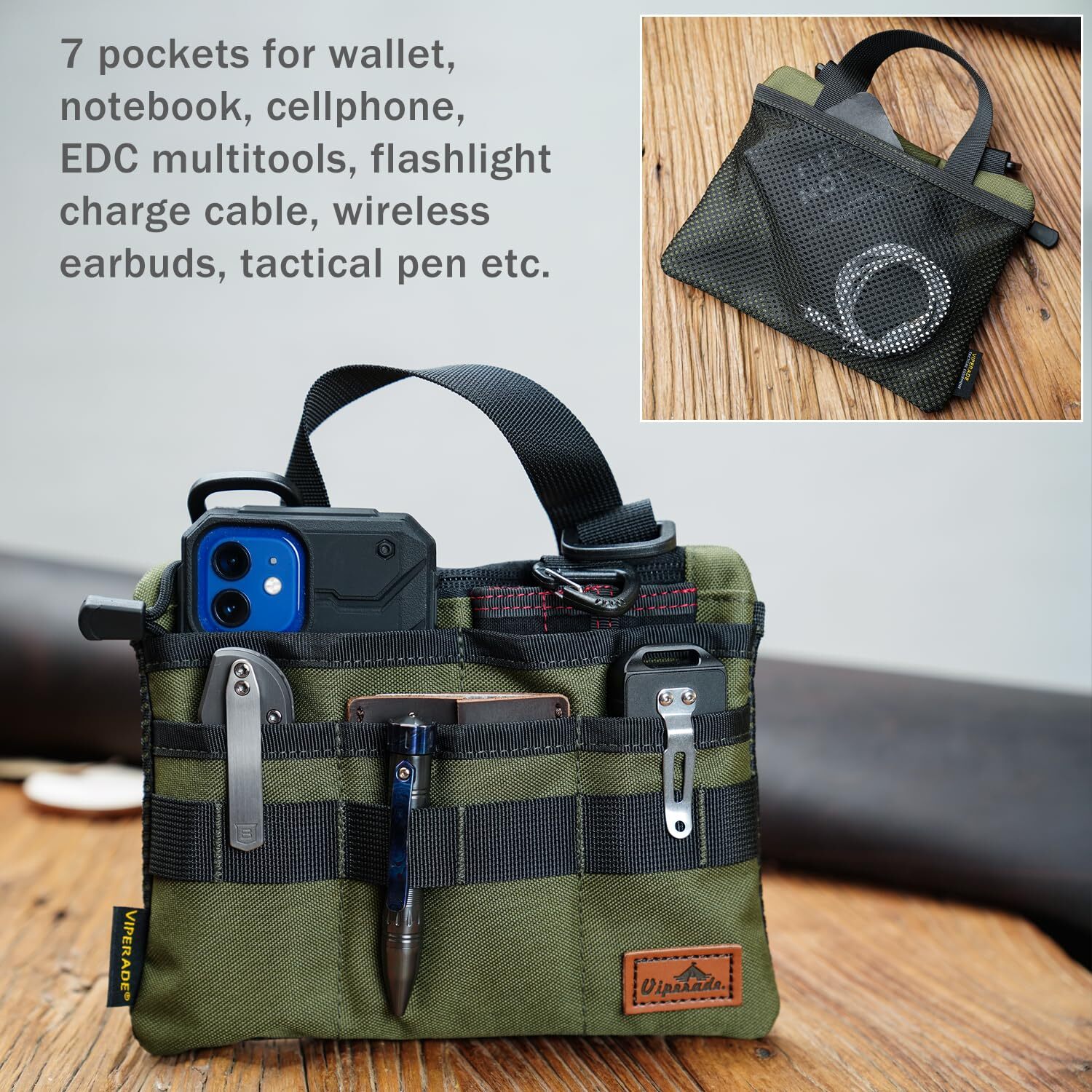 Ve5 Edc Pocket Organizer For Men Edc Pouch With 7 Pockets Nylon Edc Organizer Ed