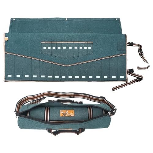 Turquoise Green 26-Pocket Wrench Organizer with Carry Bag – Roll Up