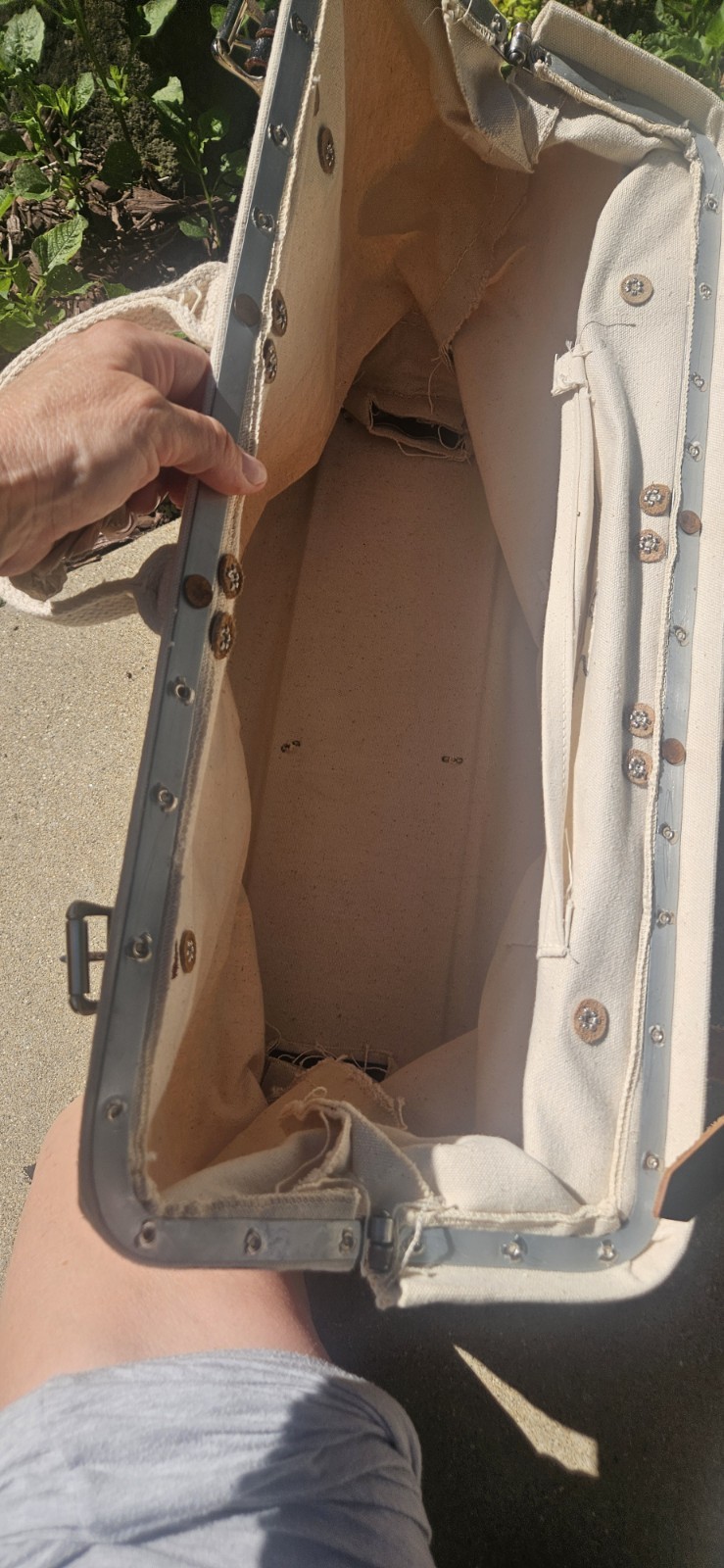 Vtg, Set/2 Huge Canvas LINEMAN UTILITY RIVETED TOOL BAGS, A TRUE FIND,Boat Totes