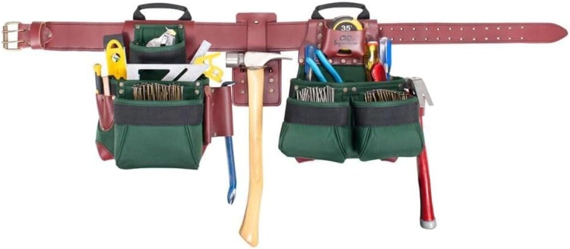 Heavy Duty 17 Pocket Ballistic Nylon Tool Apron for Craftsmen, Adjustable Fit