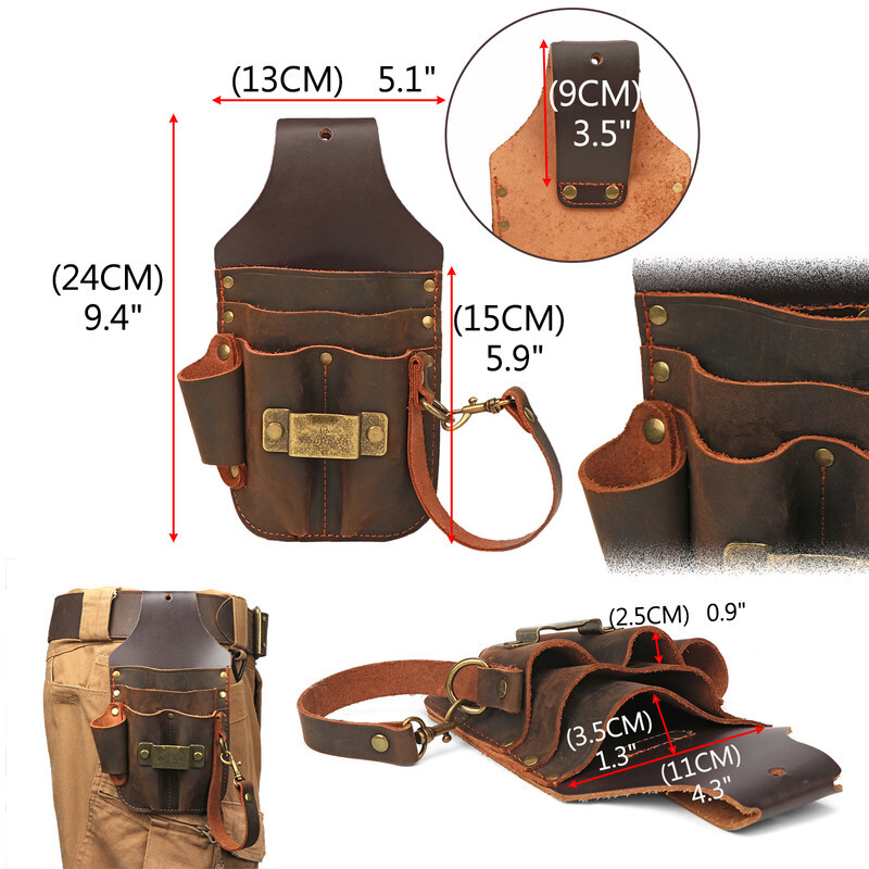 Tourbon Leather Tool Holster Electric Tape Thong Pliers Pouch 5 in 1 Belt Holder