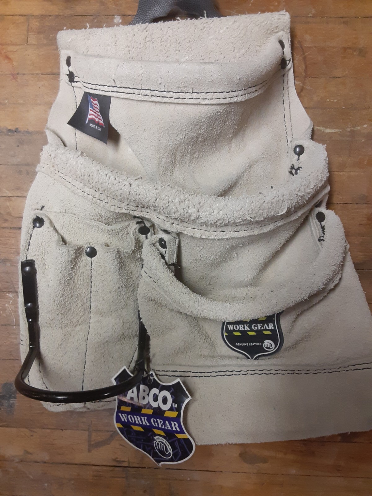 New ABCO Work Gear USA Made Leather Triple Tool Pouch With Hammer Holder