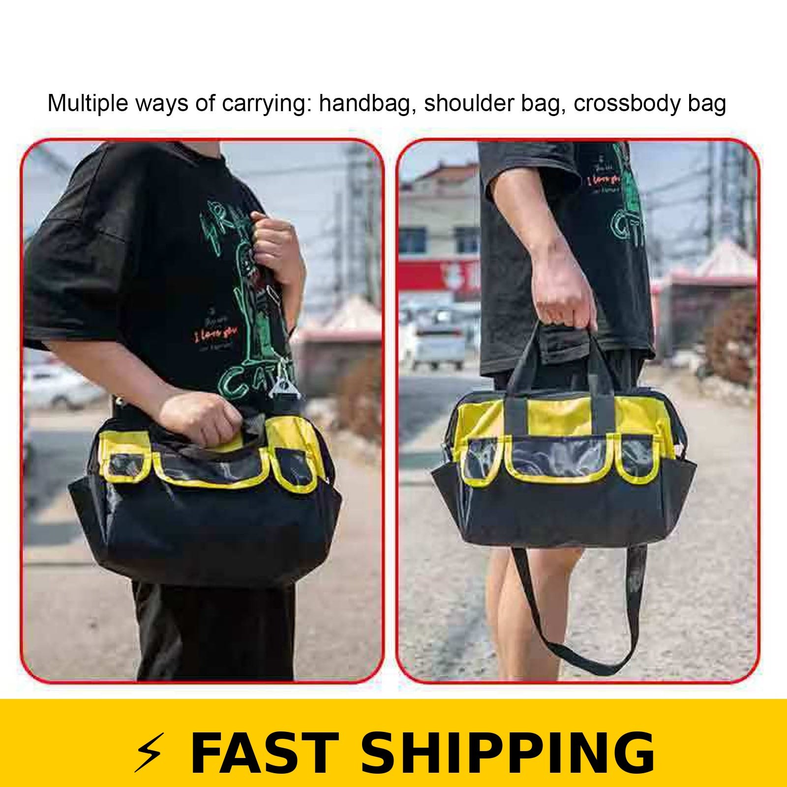 Safinein 14 Inch Wide Mouth Tool Bag Organizer – Heavy Duty Pouch