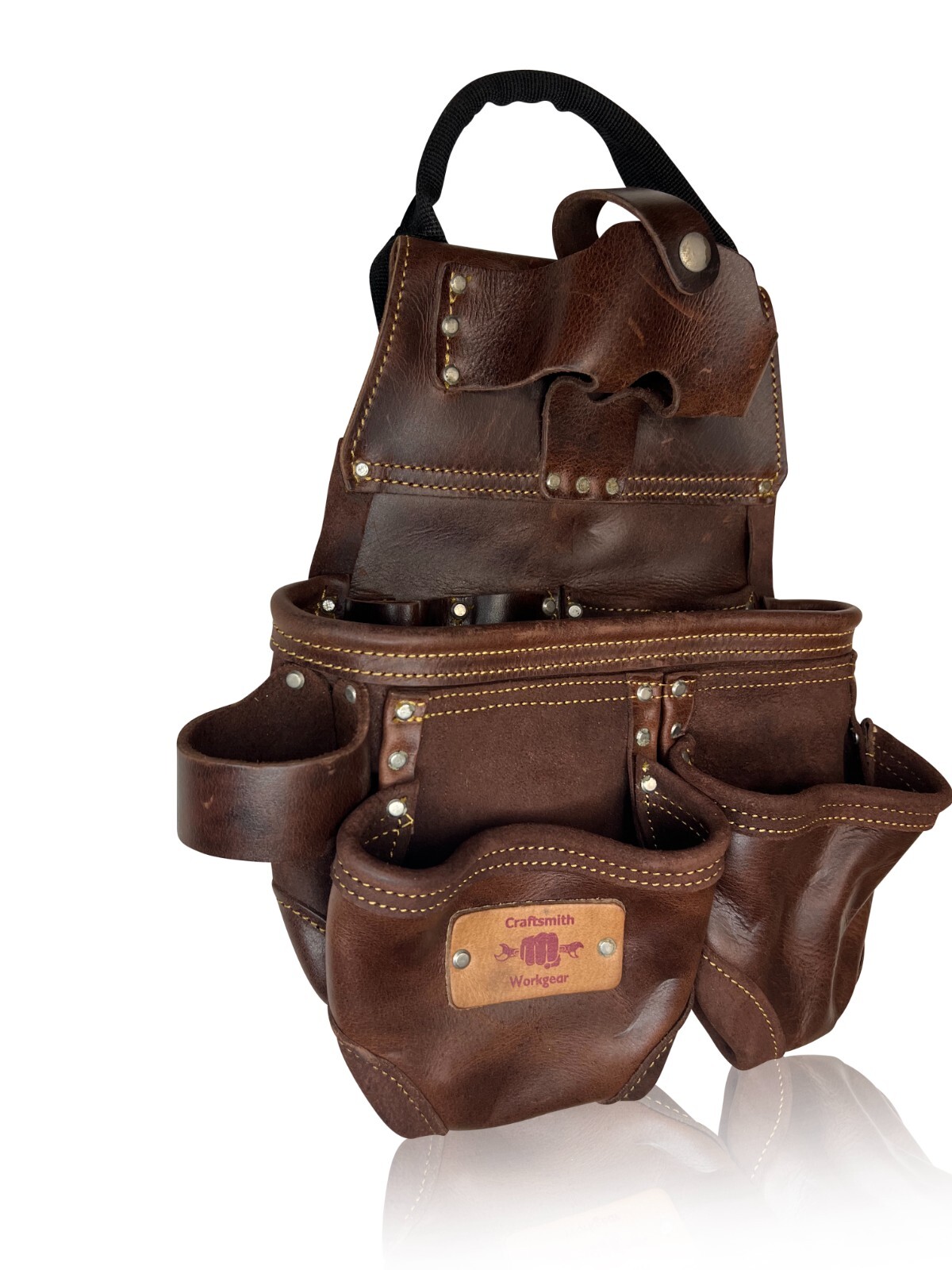 Oil Tan Leather Tool Bag Framer Electrician Carpenter Leather Bag Drill Holder