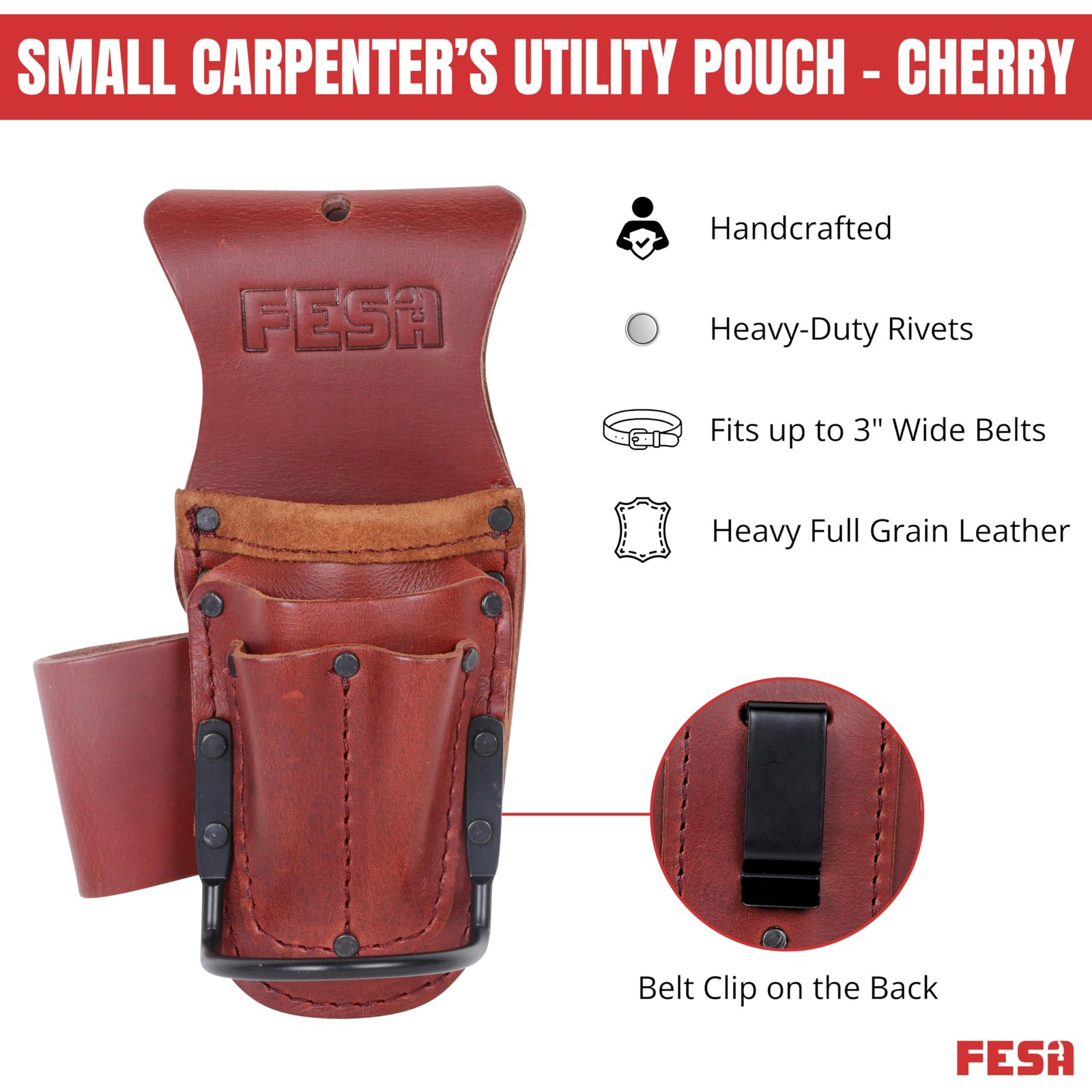 Tool Belt Hammer Holder – Leather Multitool, Pliers & Hammer Holster with Poc…