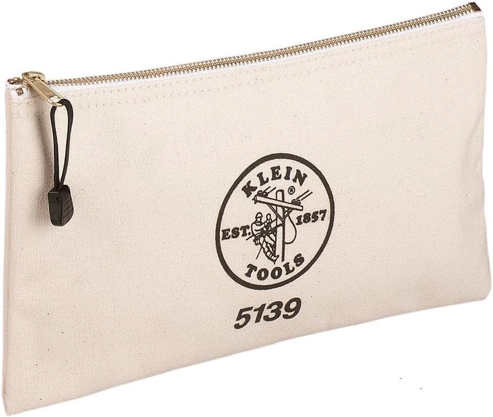 Zipper Bag, Canvas Tool Pouch with Heavy Duty Brass Zipper Close