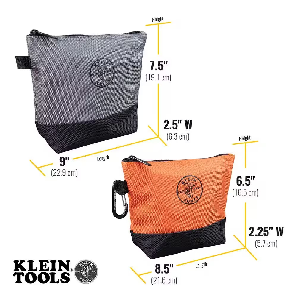 ZIPPER TOOL/MONEY BAGS (2-Pack) 9 Inch Stand-Up Multiple Colors