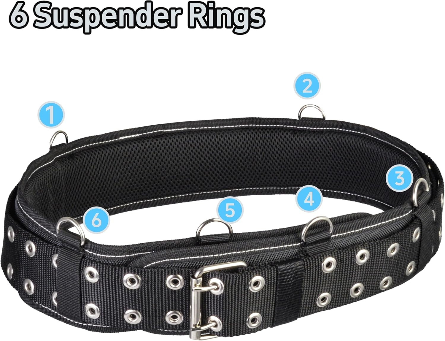 3-Inch Padded Tool Work Belt 1680D Ballistic Tool Belt with 6 Suspenders Ring |