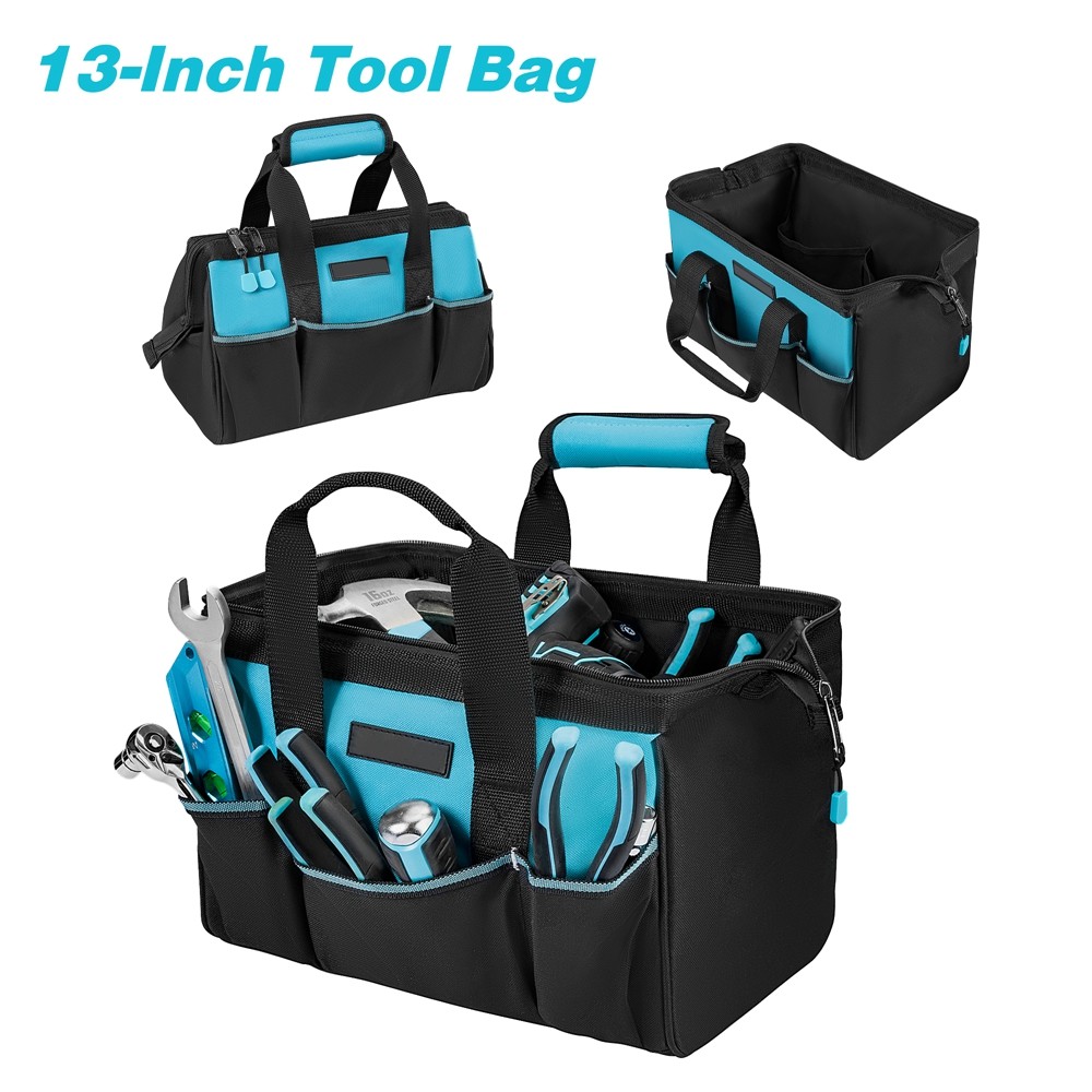 DURATECH 13″ Toolbag 9 Pockets Wide Thickened Fabric Open Mouth Storage Tool Bag