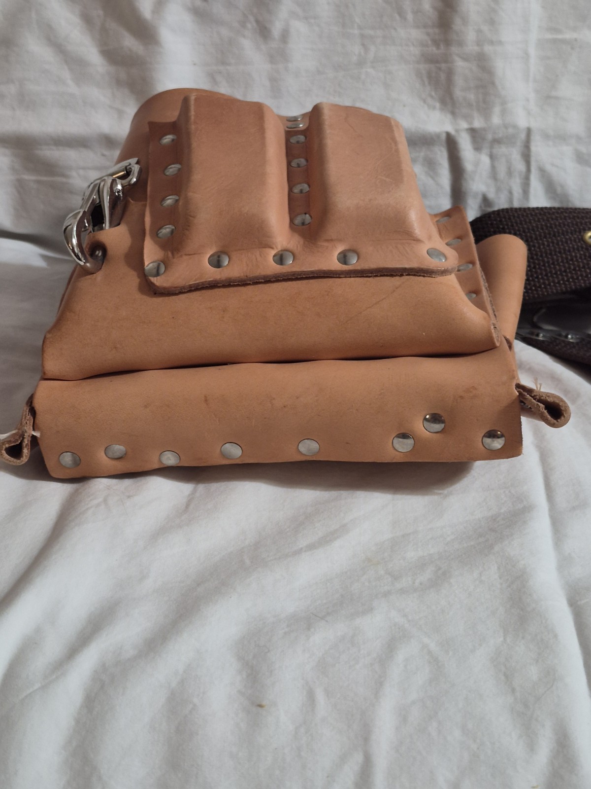 Klein Tools 5165 Leather Tool Pouch 10 Pocket, Tan Made in USA + 5202ML Belt NEW