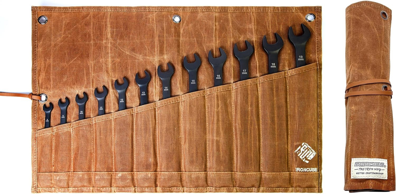 12-Pocket Wrench Holder Roll-Up Tool Pouch Organized Storage Hand Tools Wrenches
