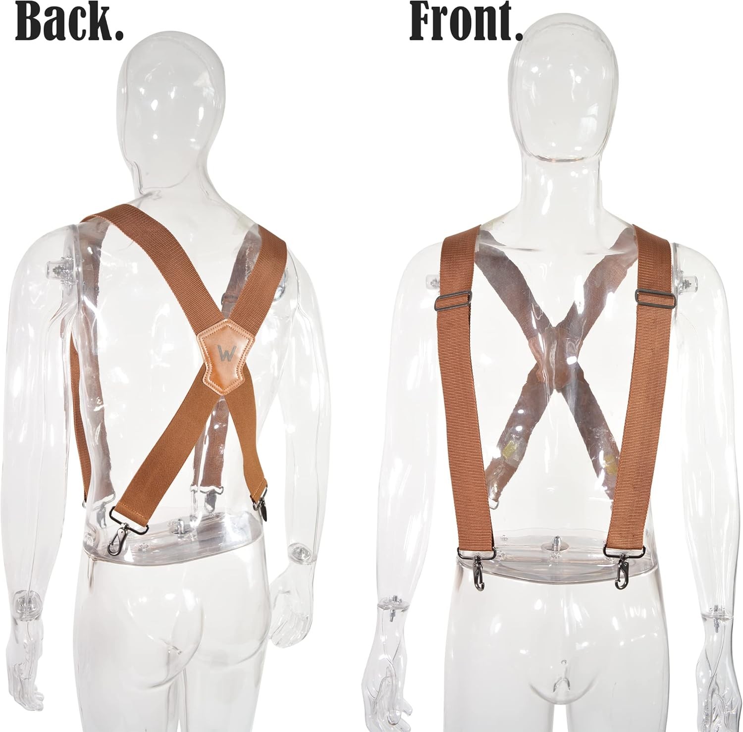 WELKINLAND Brown 2 inch wide suspenders, Heavy duty work suspenders for men,…