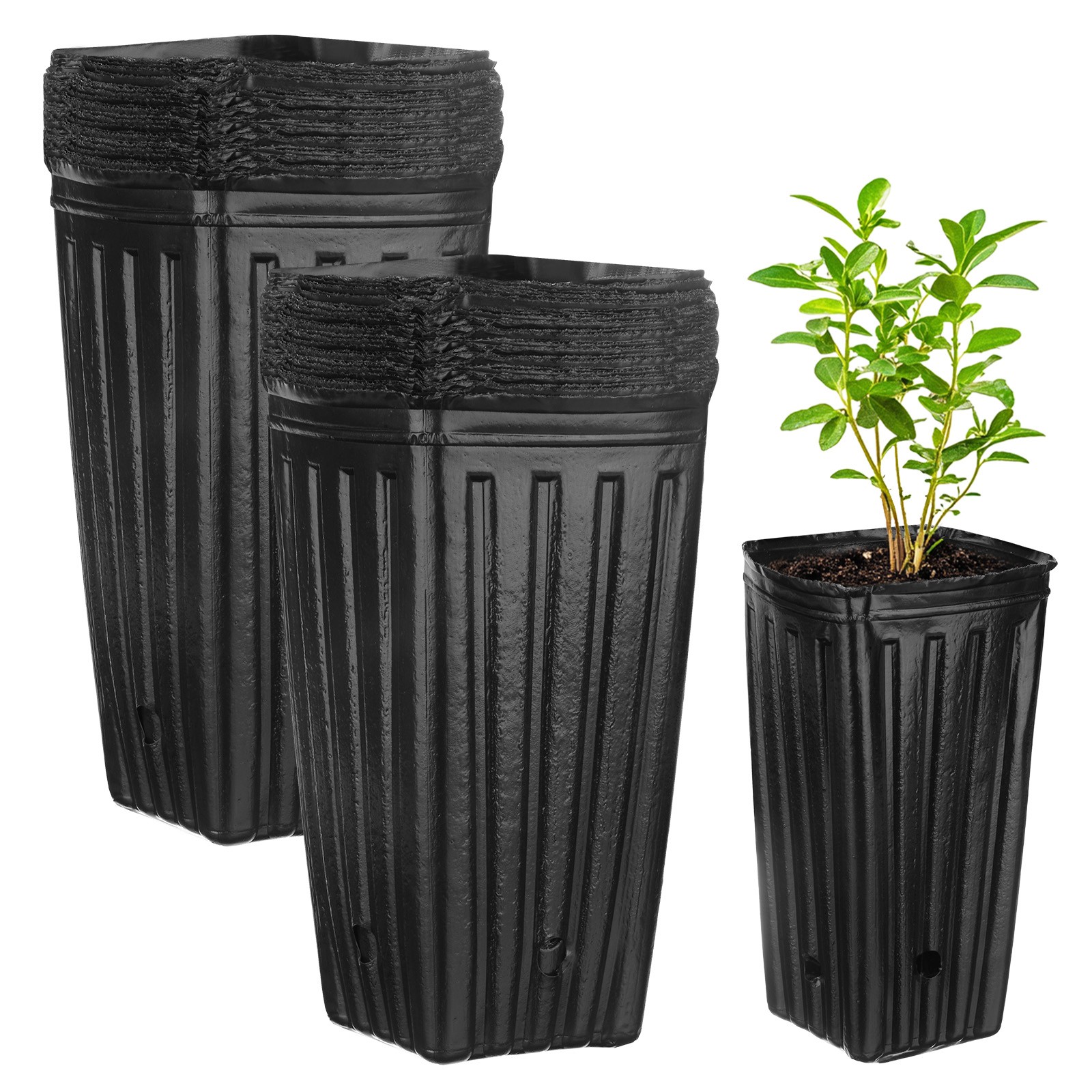 100 Piece Nursery Vase, 10x10x20cm for Gardening [Black]